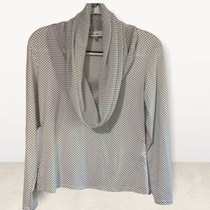 Blanc Nature Polka Dot Long Sleeve Drape Neck Blouse EU 44 (10-12 US)